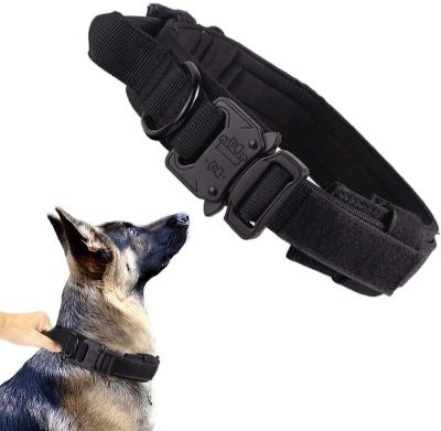 China Durable Heavy Duty Mental Buckle Durable Medium And Large Tactical Training Dog Collar With D-Ring for sale