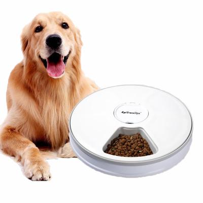 China Automatic Pet Supplies Smart Automatic Pet Dog Driver Kitten 6 Separate Cells Plastic Electronic Synchronized Automatic Food Feeder for sale