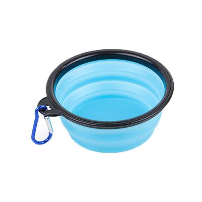 China Automatic Collapsible Pet Bowl Portable Collapsible Silicone Puppy Food Container Driver witn Hook For Dog Outdoor Camping Accessories for sale