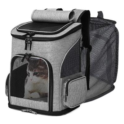 China Cat Carrier Backpack Expandable Mesh Stored Breathable Foldable Pet Travel Bags for Dogs Cats Rabbits Small Pet Carrier Backpack for sale