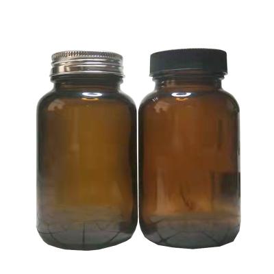 China Pharmaceutical Container Amber Empty Pills Glass Bottles Medicine Capsules 100ml 120ml 150ml Nutraceutical With Black Cap Press Coating for sale