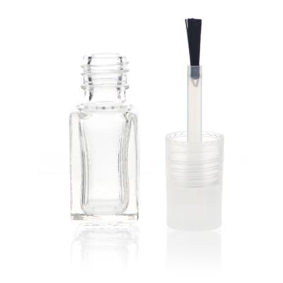 China Luxury Logo Cosmetic Custom Bottle UV Gel Polish 4ml Mini Clear Black Square Empty Nail Polish With Brush for sale