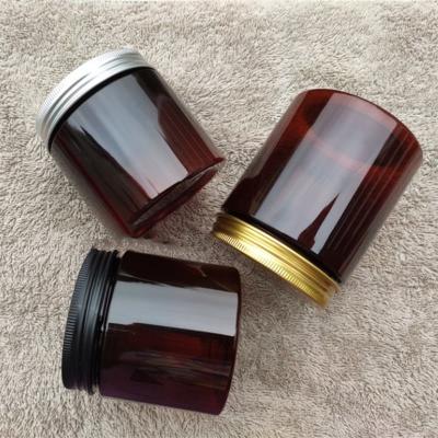 China 4oz Cosmetic 8oz Amber Apothecary Glass Candle Skincare Cosmetic Bottles Glass Jar with Gold Sliver Aluminum Lid for sale