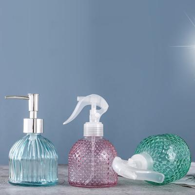 China Personal Care 200ml Colorful Round Glass Kitchen Soap Dispenser With Rustproof Sturdy Pump for sale