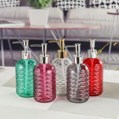 China Personal Care New Creation 450ml Pineapple Shaped Glass Soap Dispenser Bottle With Silver Pump for sale