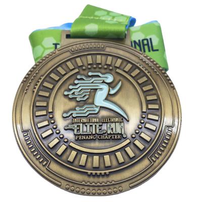 China Gift Factory OEM Metal Ribbon Medal Marathon Medal Sports Gold Medal for sale