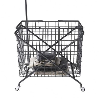 China 2021 Modern Household Items Steel Wire Car Household Trolley Sustainable Storage Basket for sale