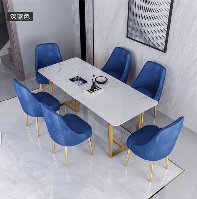 China Nordic Luxury White Marble Top Table Marble Top Dining Table Set 6 Chairs Dining Chairs Modern For Dining Room Furniture for sale