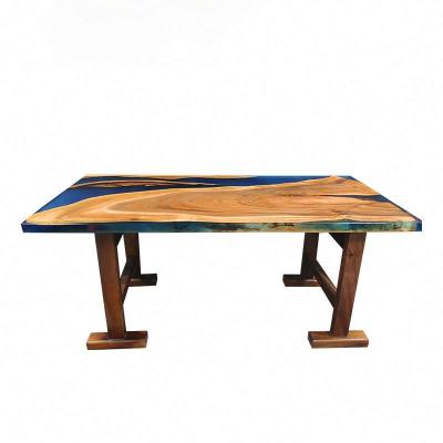 China Functional epoxy resin mosaic map river table epoxy resin desk solid wood metting table for sale