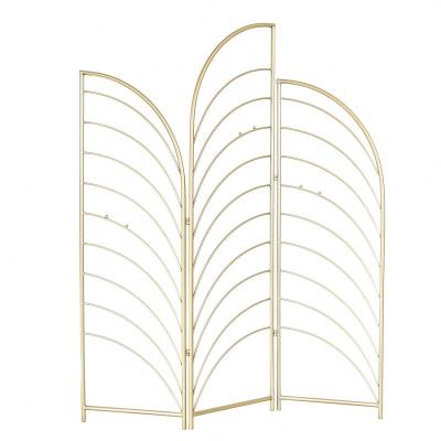 China Nordic Light Luxury Europe Wrought Iron Movable Bedroom Living Room Clothes Stand Folding Screen Room Divider for sale