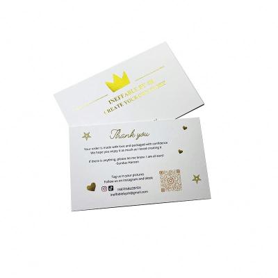 China Brand promotion/congratulation/invitation Free Design Customized Brand Fancy Gold Foil Thank You Card with Qr Code to Propaganda Your Shops Thank You Business Cards for sale