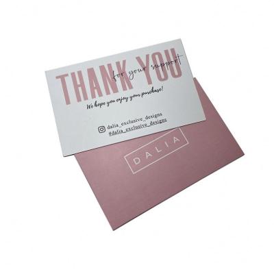 China Brand promotion/congratulation/invitation Custom Design Clear Printing Pink Thank You Card for Business Promoting Social Media of Your Brand Greeting Card for sale