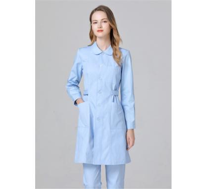 China Dental White Long Sleeve Thin Short Sleeve Female Salon Female Beauty Pharmacy Coat Section Hospital Nurse Uniform Summer Uniform Set for sale