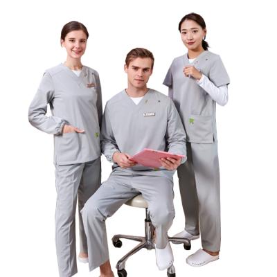 China Hospital Gray Dentist Doctor Oral Dental Workwear Hand-washing Clothes Operating Room Brush Hand Female Short Sleeve Nurse Split Sui for sale