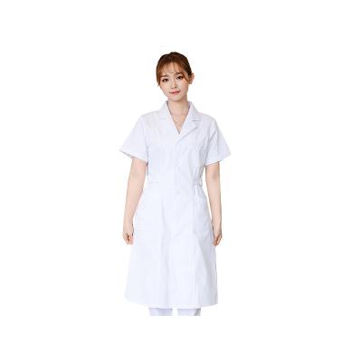 China Simple white short-sleeved summer doctor coat thin section uniform half-sleeved long lab uniform chemical work clothes for sale