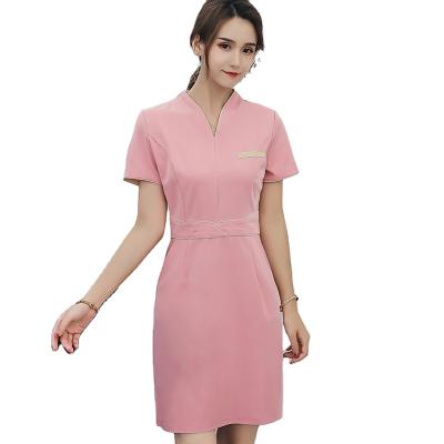 China High Quality Elastic Thai Beauty Industry Breathalbe Massage Logo Salon Technician Workwear Women Tunic Spa Uniform For Lady Custom Made for sale