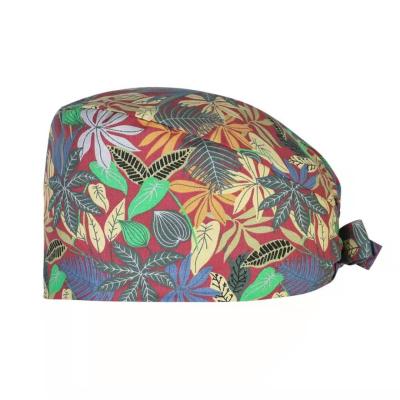 China Personal safety cotton printed surgical cap cap for doctors and nurses operating room cap has good air permeability for sale