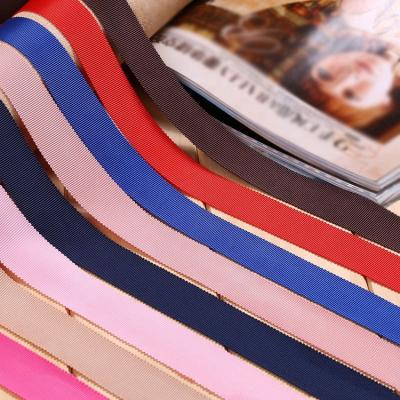 China Sustainable 105 colors in-stock wholesale customized woven colorful polyester grosgrain ribbon by roll for sale