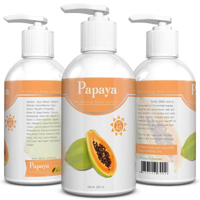 China Organic Kojic Papaya Private Label Moisturizer Acid Skin Whitening Body Lotion SPF 40 for sale