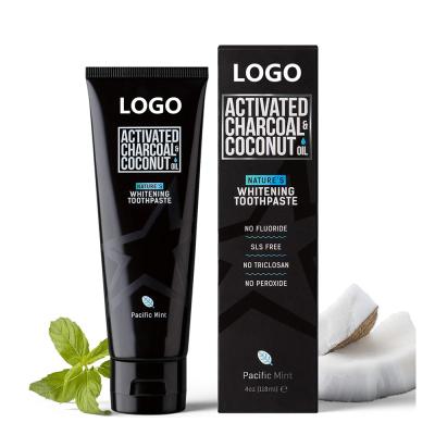 China Private Label Coconut Oil Organic Teeth Whitening Whitening Activated Charcoal Toothpaste for sale