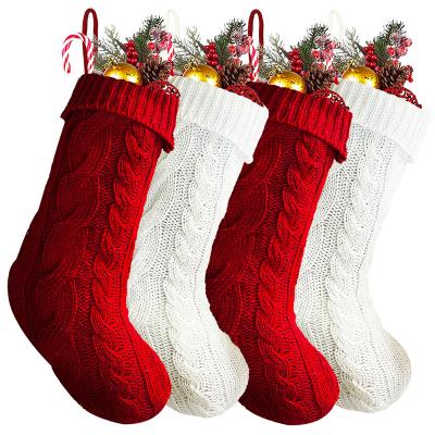 China Christmas Home Decoration Large Picture Ornament Knitting Wool Christmas Socks Candy Bag Socks Set Diamond Gift Bag Socks for sale