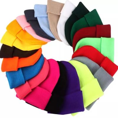 China COMMON acrylic winter hats candy color hats Autumn And Winter Knitted Pullover men's and women's couples woolen hats for sale