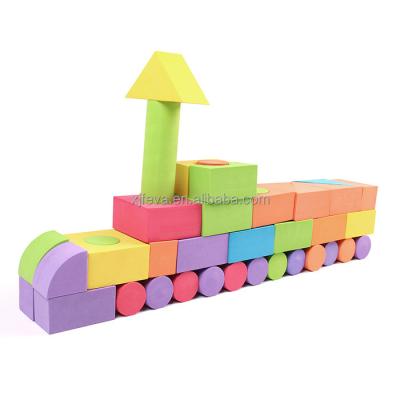 China Eco-friendly Material Kids Foam Wooden Grains Cube Blocks Brick Toys for sale