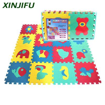 China Eva Educational Animal Jigsaw Foam Mat 16pcs Jigsaw Puzzle Mat Educational Toy Floor Interlocking Mat Inside for Children to Ensure for sale