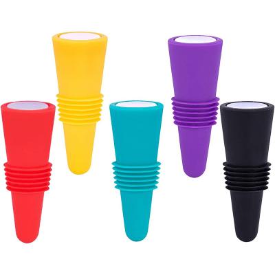 China Hot selling colorful wine bottle silicone+stainless steel wine stopper for wine bottles for sale