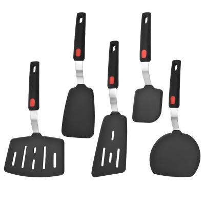 China Durable Silicone Kitchen Tools Hot Sale Cookware Silicone Heat Resistant Kitchen Utensils Set With Rack for sale