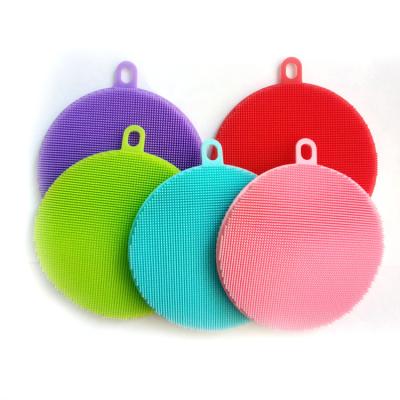 China Sustainable Wholesale Dish Wash Kitchen Gadgets Brush Accessories Round Shape Silicone Sponge for sale