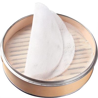 China Sustainable Pad Steamed Dumplings Muffins Baking Pastry Dim Sum Mesh Non Stick Silicone Steamer Mesh Mat Liners for sale