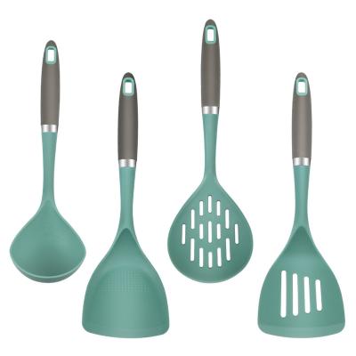 China Durable Silicone Kitchen Tools New Style Utensils Cookware Silicone Heat Resistant Kitchen Utensils Set With Rack for sale