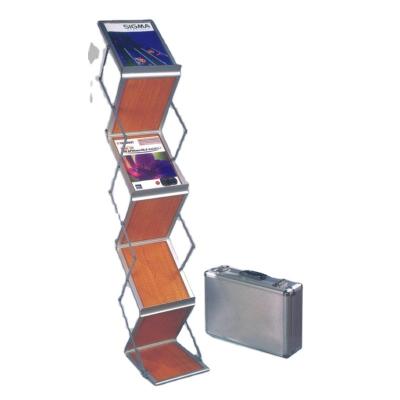 China Aluminum+iron+PS Portable Pocket 6 Panel Literature Catalog Holder Magazine Rack for sale