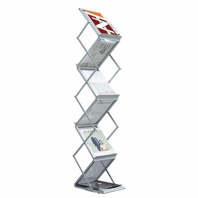 China Aluminum data catalog aluminum display rack frame magazine exhibition display brochure rack for sale