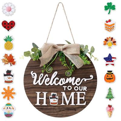 China USA Front Door Decor Vintage Welcome Sign Indoor Wooden Craft Wooden Welcome Home Home Sign for sale