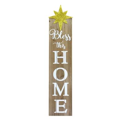 China Rustic Antique Imitation Christmas Bless This Home Wooden Sign Plaque Porch Sign for sale