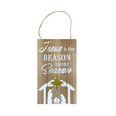 China Solid wood Jesus is the reason for Seasonal Christmas Wooden Art Garden Wall and Home Decor for sale