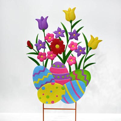 China CLASSIC Easter Egg Chicken Metal H Garden Stake for sale