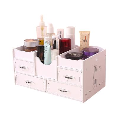 China Viable White Wood Plastic Organizer 4 Drawer Makeup Storage Boxes and Bins for sale