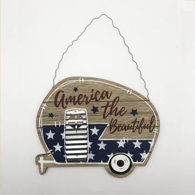 China American Style America Decorative Wooden Hanging Signs Wall Hanging Patriotic Art for sale