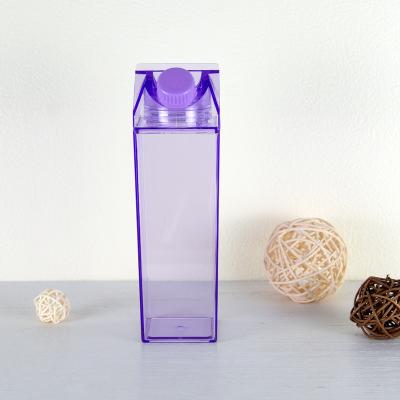 China 2021 Design Sustainable Reusable Cute Milk Plastic Transparent Clear Water Bottles Square Shape Plastic Water Bottles for sale