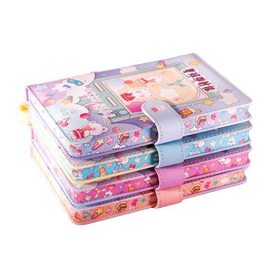 China High Quality Cute PU Cartoon Diary Diary School Office Stationery 32K Magnetic Notebook For Girl for sale