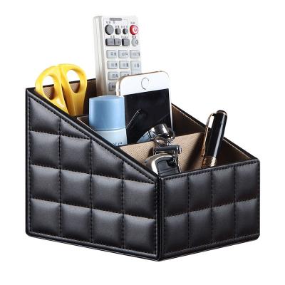 China Home Multifunctional Desktop Storage Pen Holder PU Leather Pen School Office Desk Organizer Stand for sale