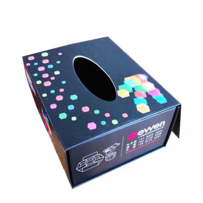 China Recycled Materials Gift Boxes With Custom Logo Black Magnetic Box , Folding Cardboard Box for sale