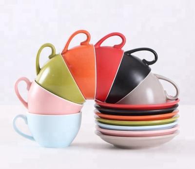 China Viable Loose Multiple Color Porcelain Espresso Tea Cup And Saucer Set For Home , Hotel for sale