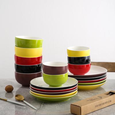 China Viable Custom Color Logo Dinner Plate Multiple Bowl Cheap Dinner Set For Restaurant for sale