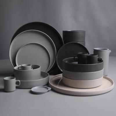 China Solid color viable palin dinnerware china gray dinner set for sale for sale