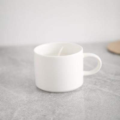 China Modern European Style Small Size Cup Shaped White Luster Porcelain Candle Jar for sale