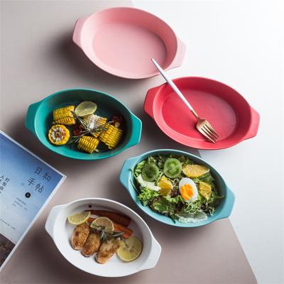 China Wholesale Viable High Quality Matte Oval Cheap Kitchen Shape Bakeware Ceramic Baking Dish With Luster for sale